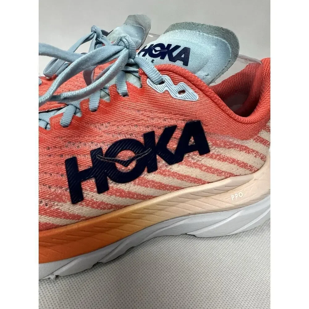 Hoka One One Mach 5 Womens Size 8.5B Orange Pink Athletic Running Shoes Sneakers